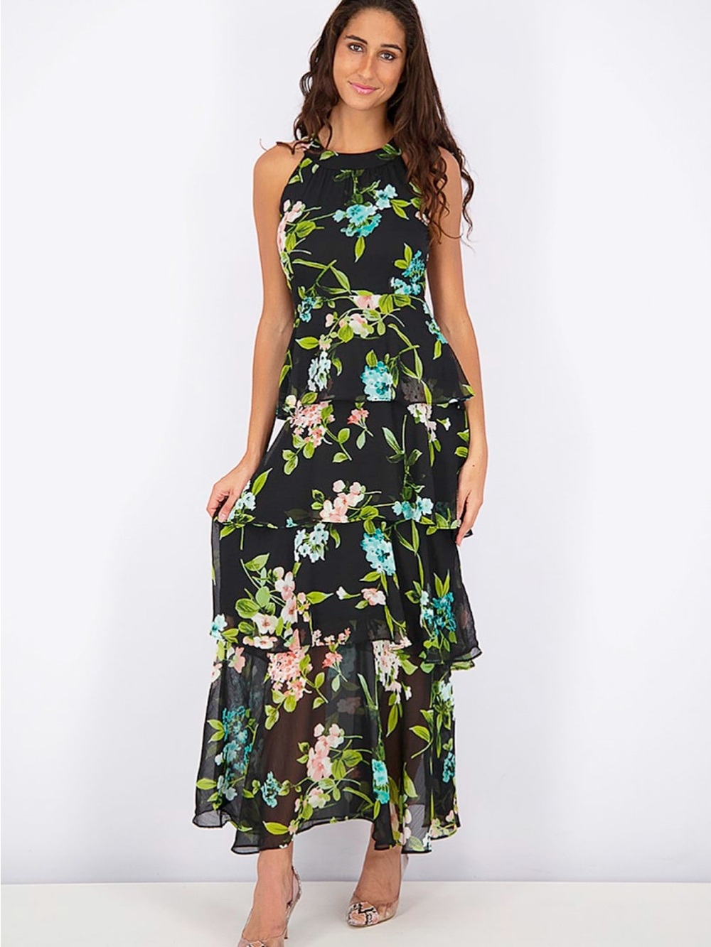 Tommy Hilfiger Women's Halter Neck Tiered Maxi Dress size 4